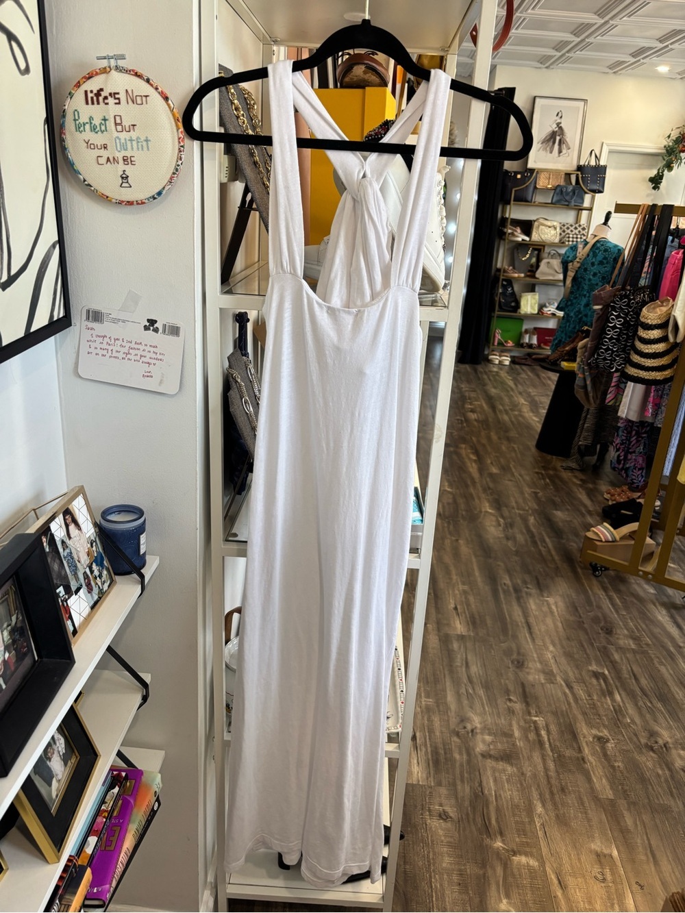 Sundry White Maxi Dress with Knotted Back